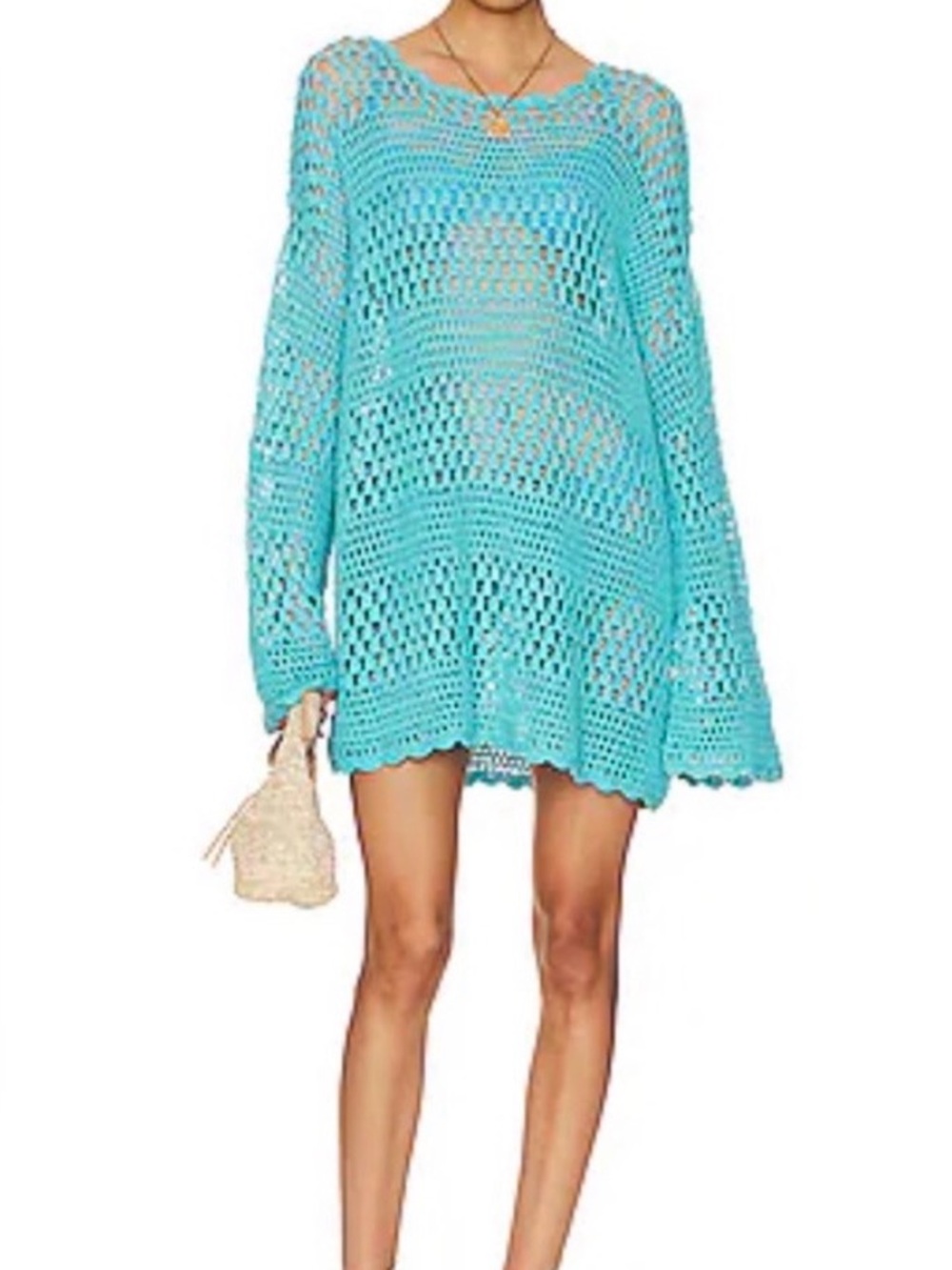 Show Me Your MuMu Turquoise Crochet Beach coverup